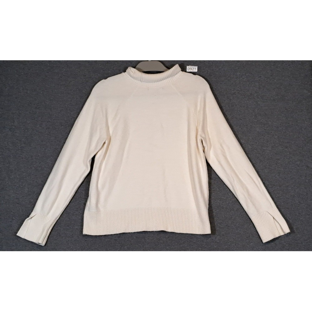 Banana Republic Womens White Mock Neck Ribbed Knit Sweater M 444789-01